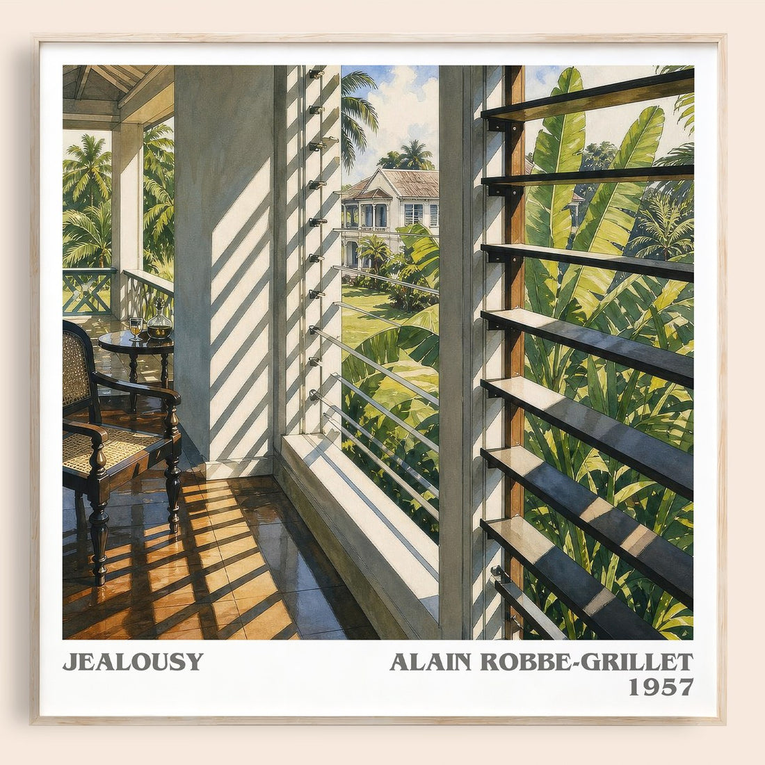 Jealousy literary book poster by Alain Robbe-Grillet – framed literary art print