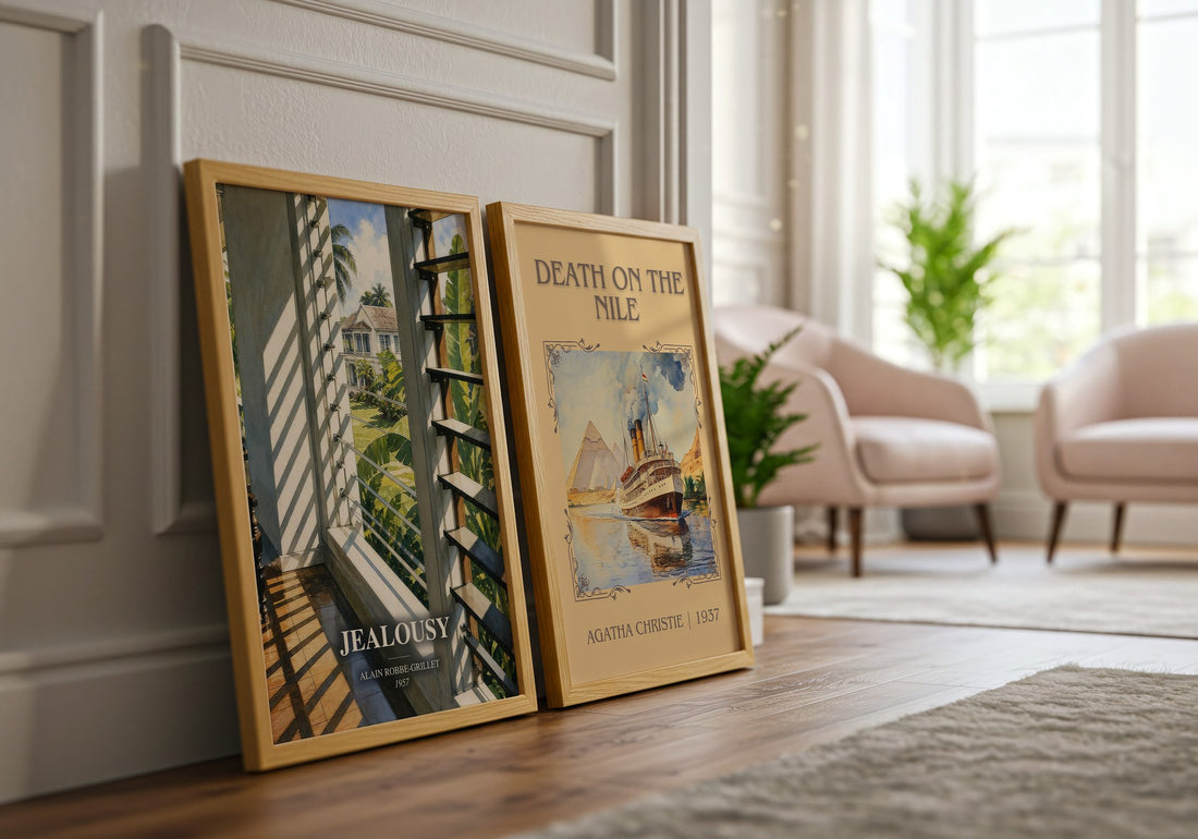 Jealousy watercolour print framed by window – literary home decor