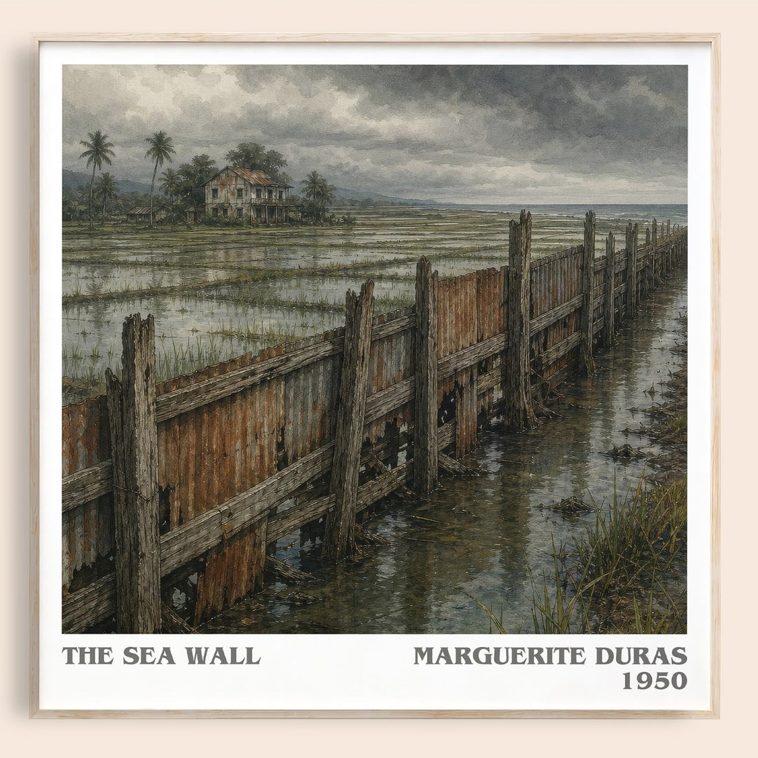 The Sea Wall literary book poster by Marguerite Duras – framed literary art print