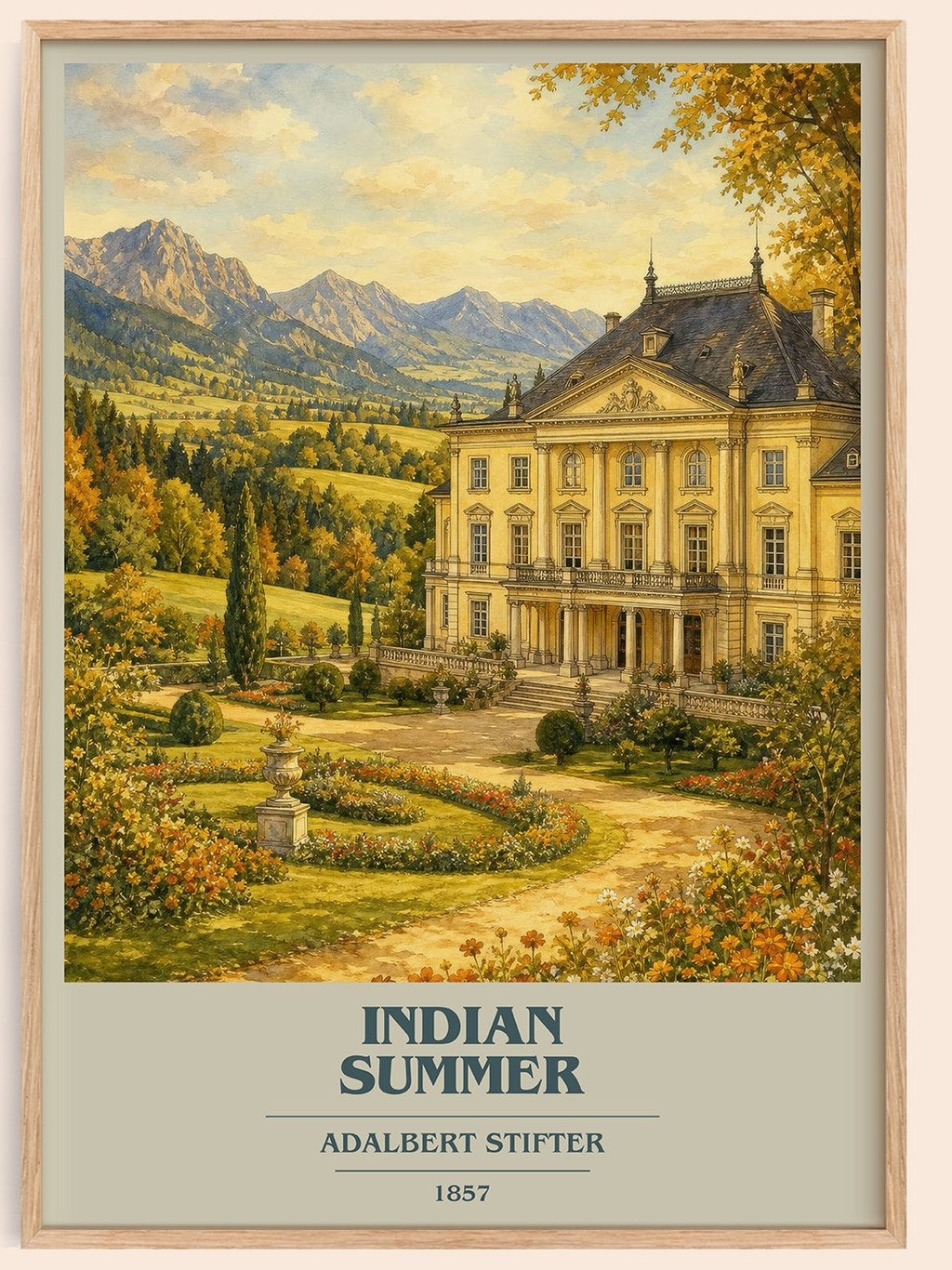 Indian Summer book cover book poster by Adalbert Stifter – framed literary art print