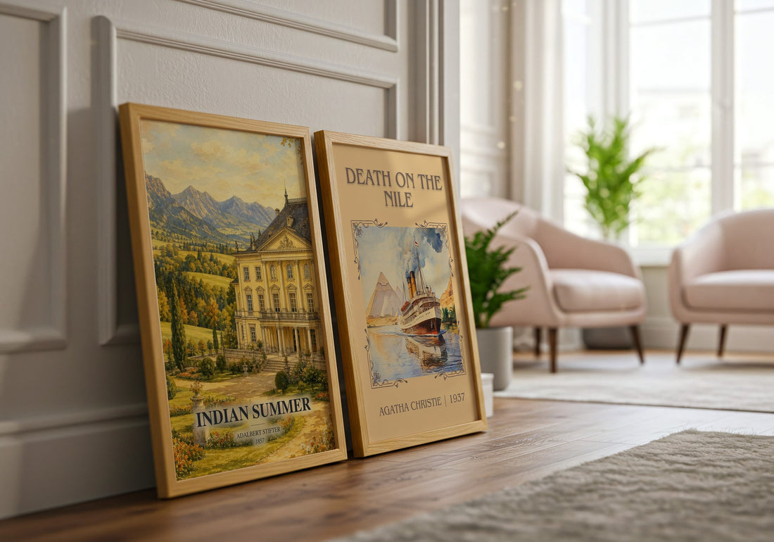 Indian Summer watercolour print framed by window – literary home decor