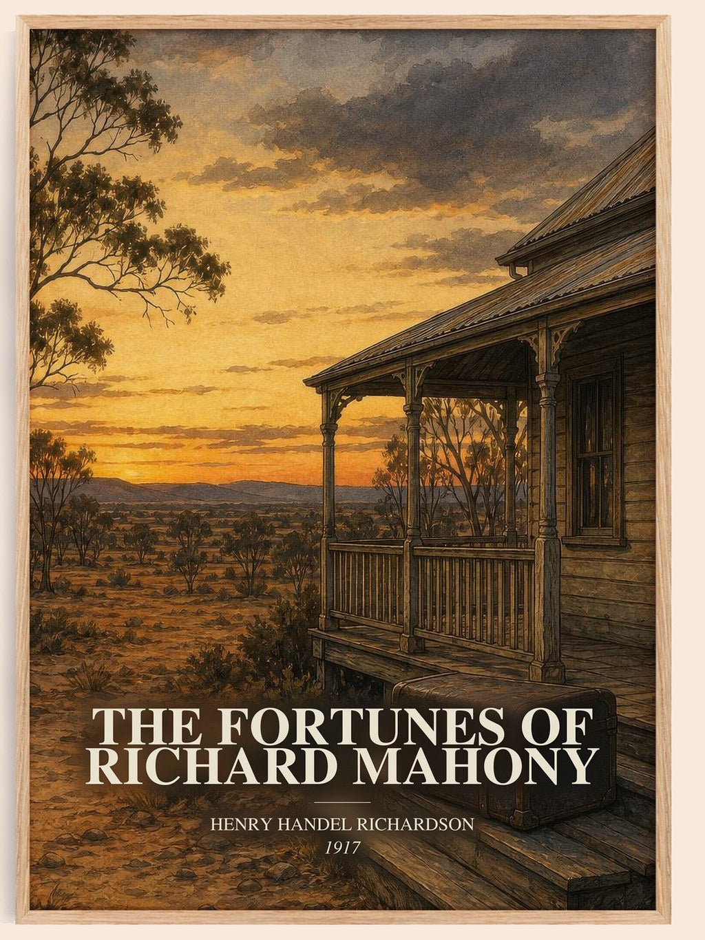 The Fortunes Of Richard Mahony watercolour book poster by Henry Handel Richardson – framed literary art print