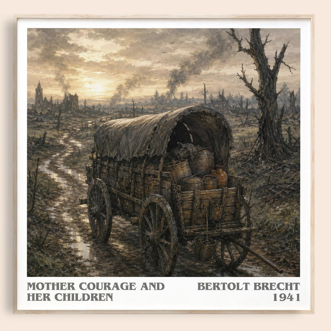 Mother Courage and Her Children literary book poster by Bertolt Brecht – framed literary art print