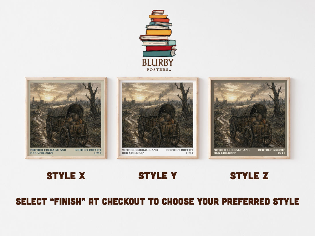 Mother Courage and Her Children literary print in frame leaning in hallway – classic literature wall art (mockup)