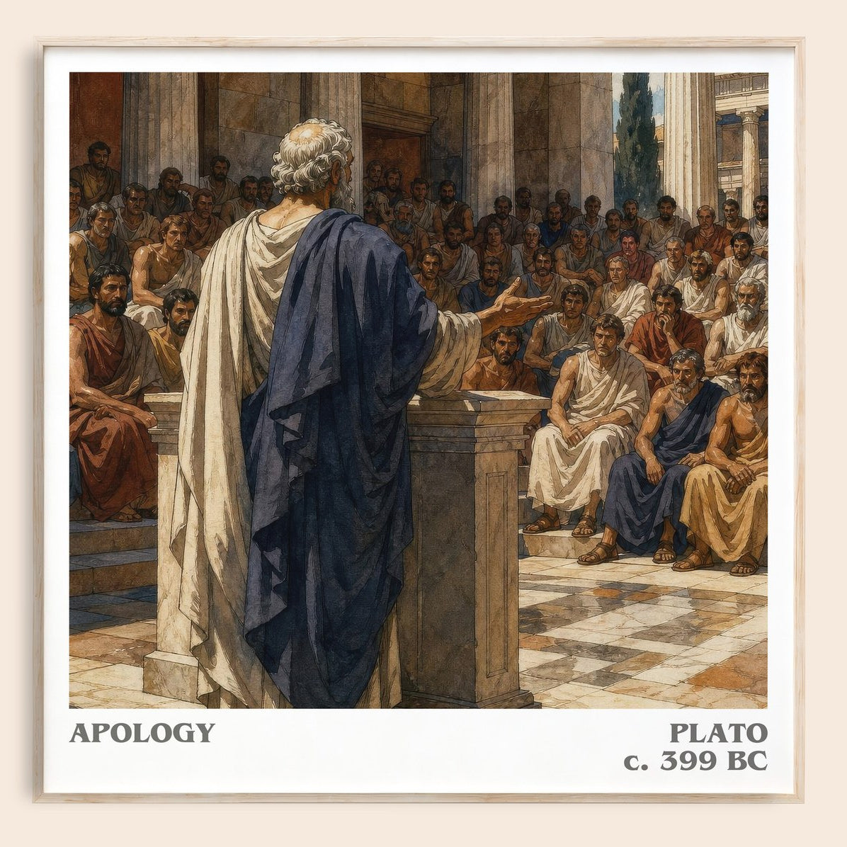 Apology literary book poster by Plato – framed literary art print