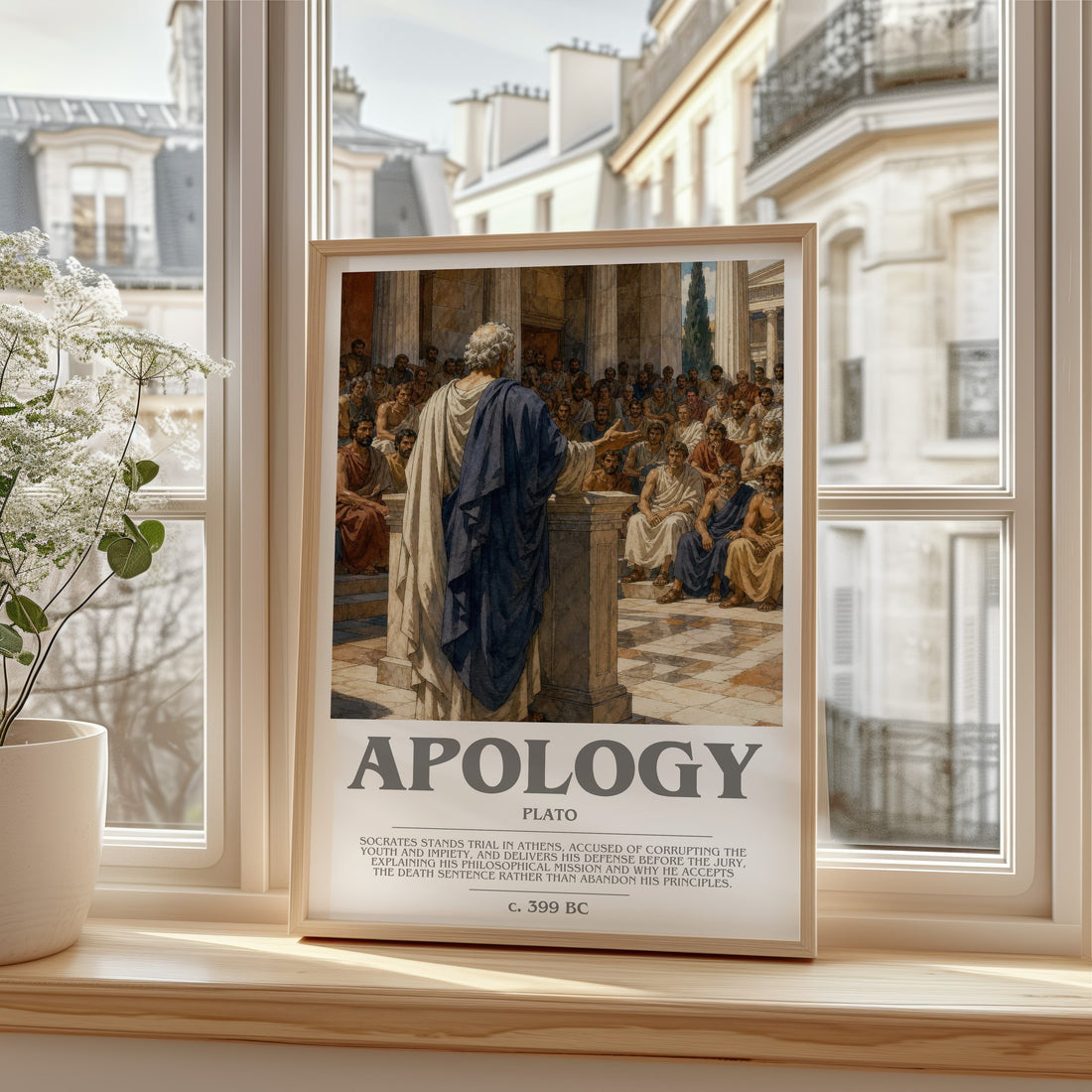 Apology bookish print in frame leaning in hallway – philosophy wall art