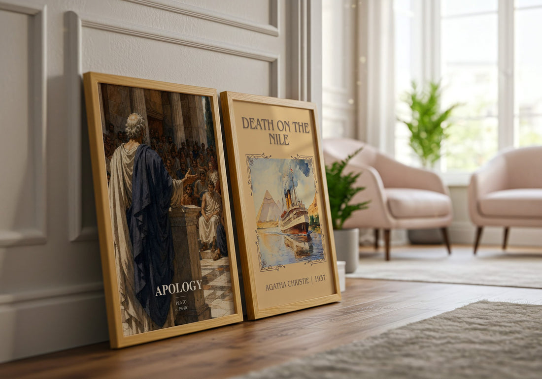 Apology watercolour print framed by window – literary home decor