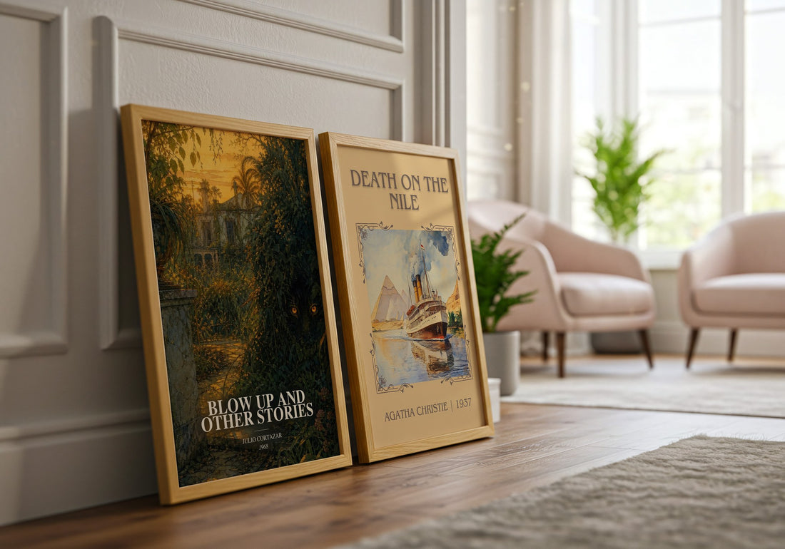 Blow Up And Other Stories watercolour print framed by window – literary home decor