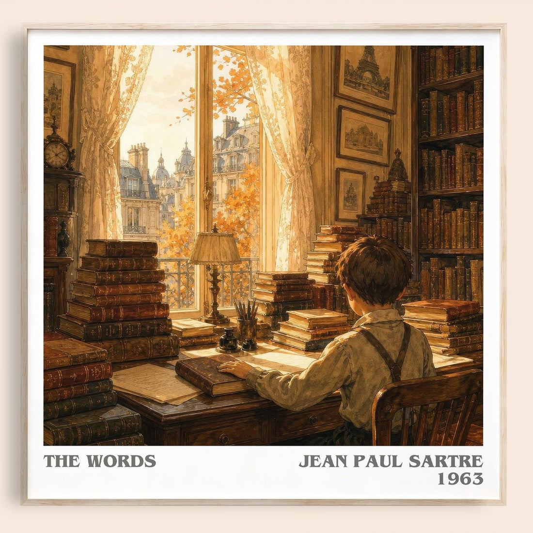 The Words literary book poster by Jean Paul Sartre – framed literary art print