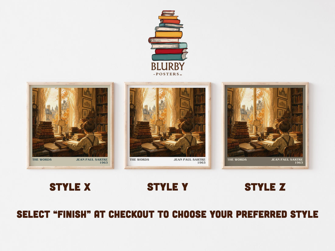 The Words literary print in frame leaning in hallway – memoir wall art (mockup)