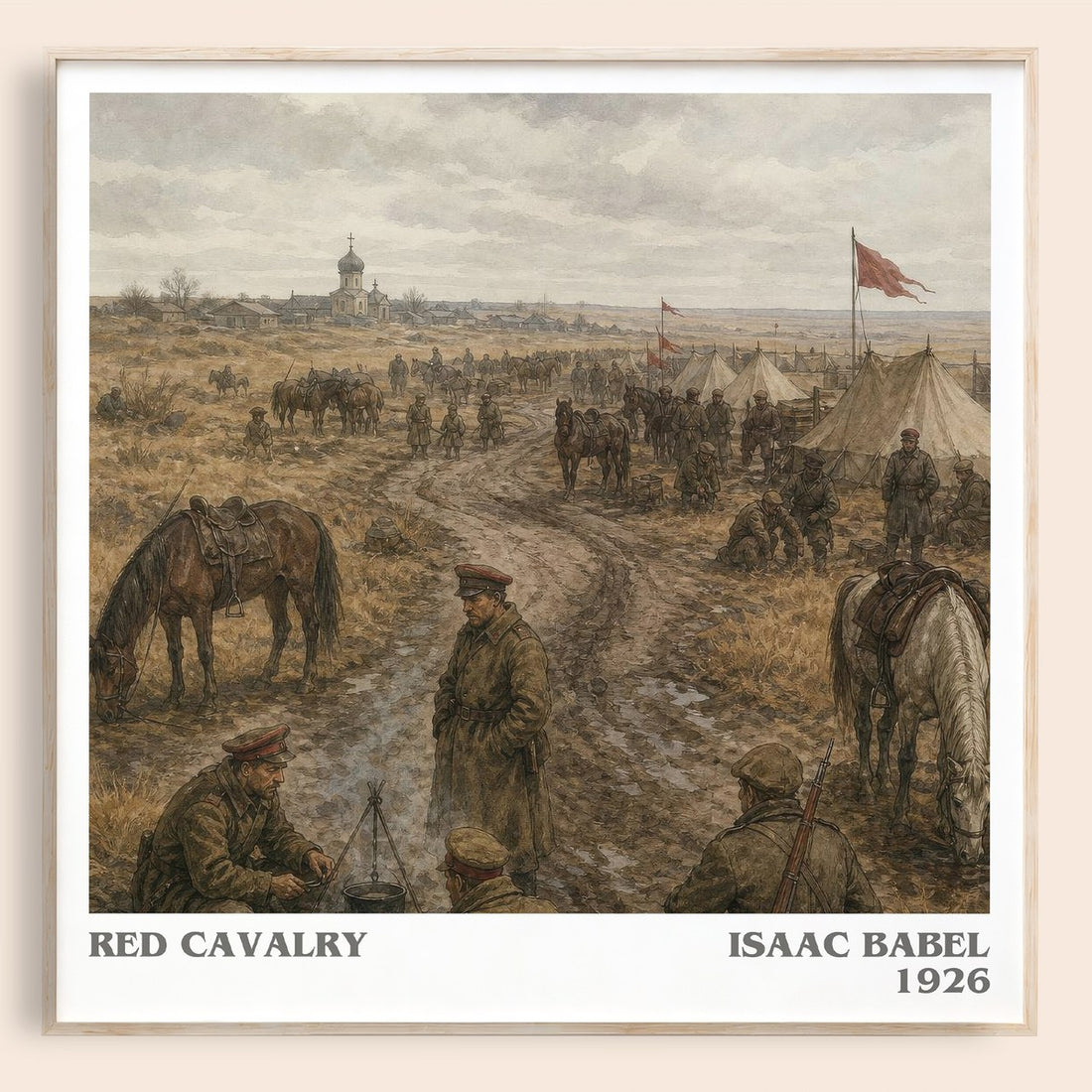 Red Cavalry literary book poster by Isaac Babel – framed literary art print