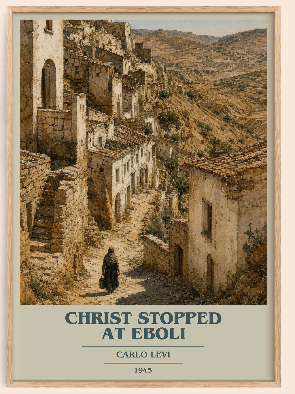 Christ Stopped at Eboli book cover book poster by Carlo Levi – framed literary art print