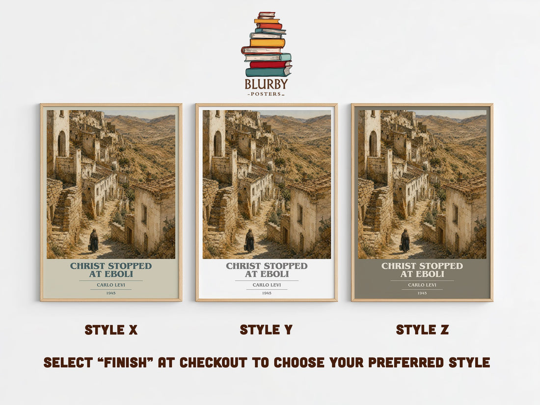 Christ Stopped at Eboli book cover print in frame leaning in hallway – memoir wall art (mockup)