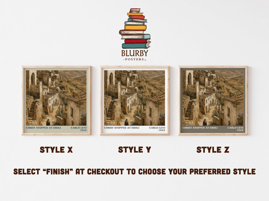 Christ Stopped at Eboli literary print in frame leaning in hallway – memoir wall art (mockup)