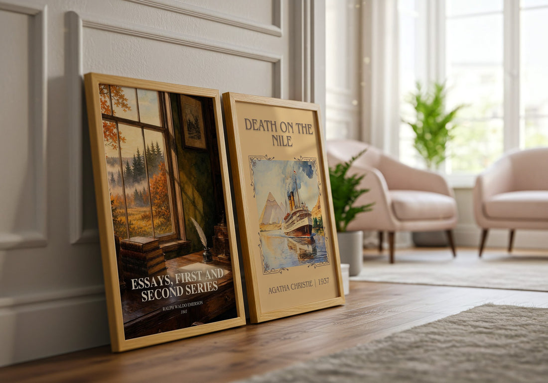Essays, First And Second Series watercolour print framed by window – literary home decor