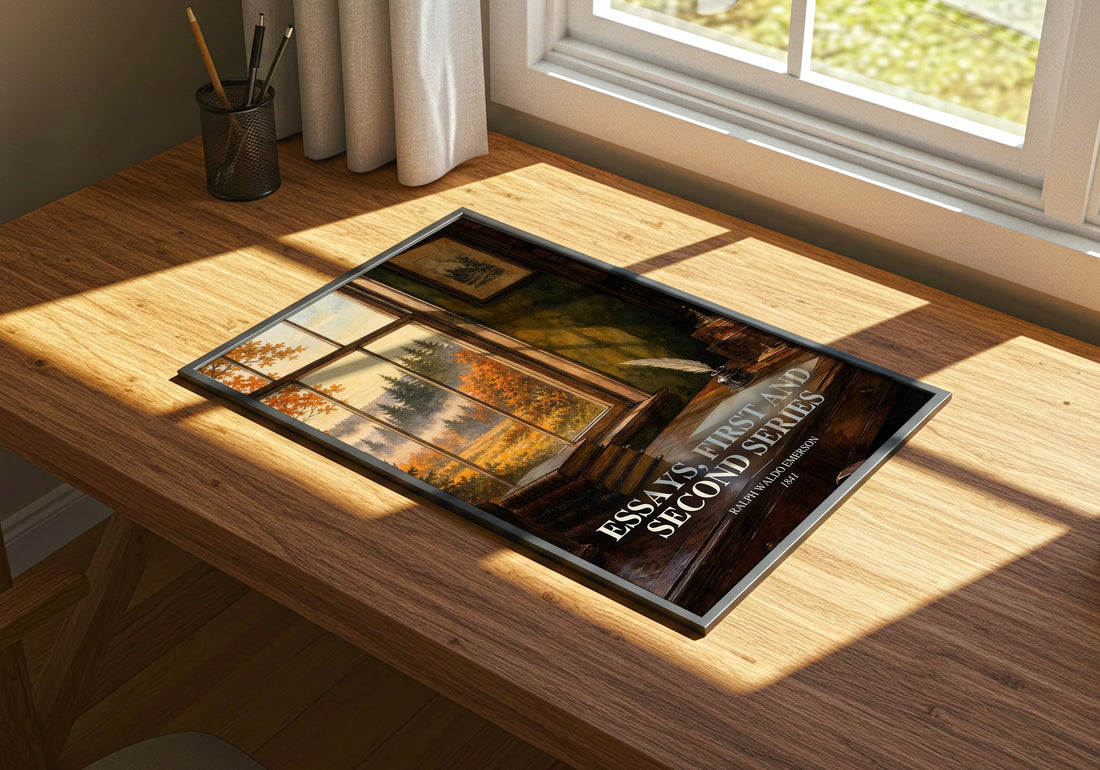 Essays, First And Second Series watercolour book poster framed on wall – philosophy wall art