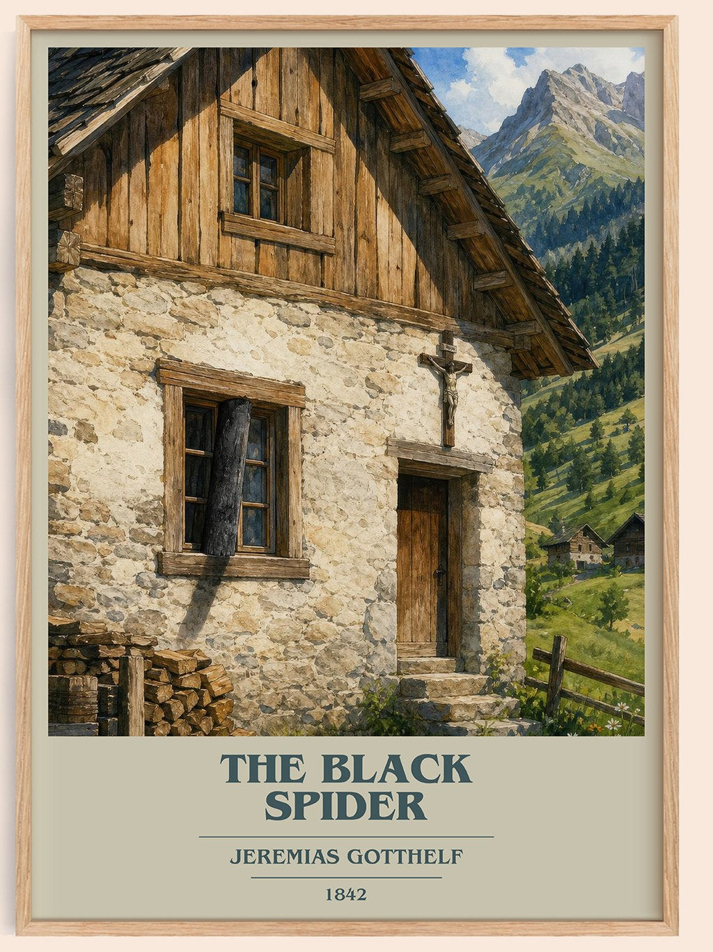 The Black Spider book cover book poster by Jeremias Gotthelf – framed literary art print