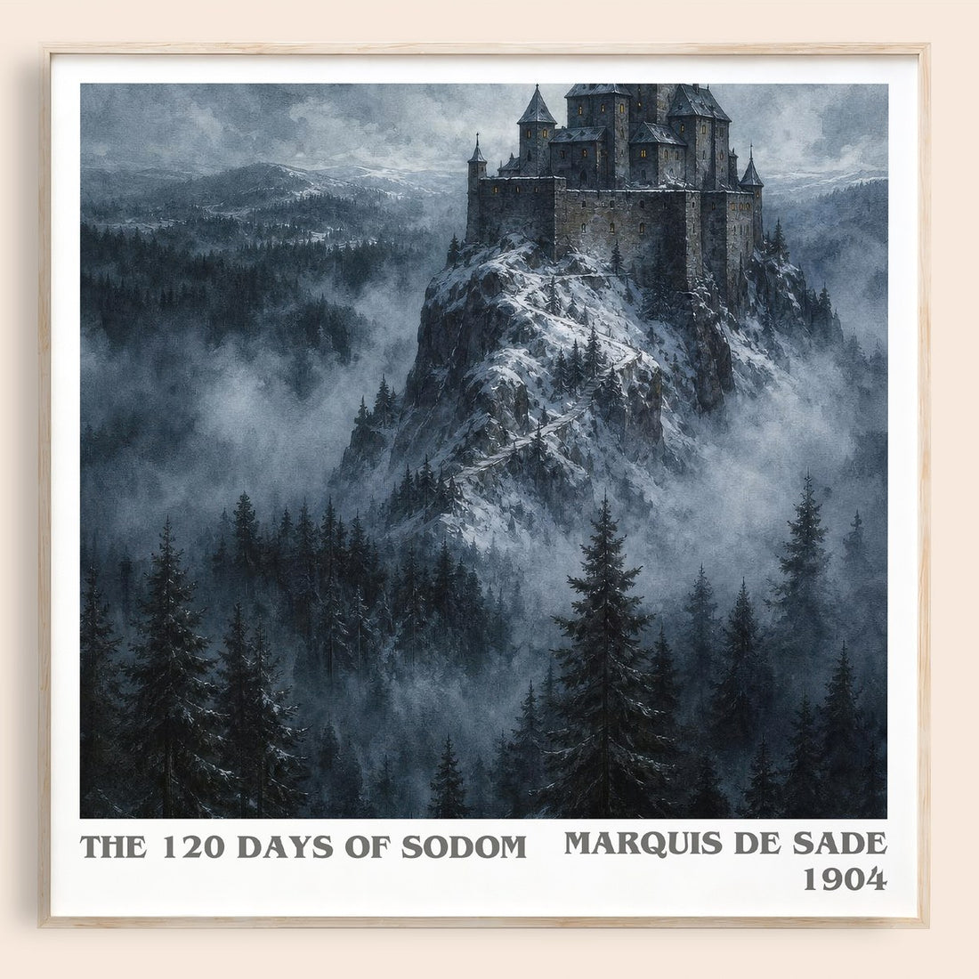 The 120 Days of Sodom literary book poster by Marquis de Sade – framed literary art print