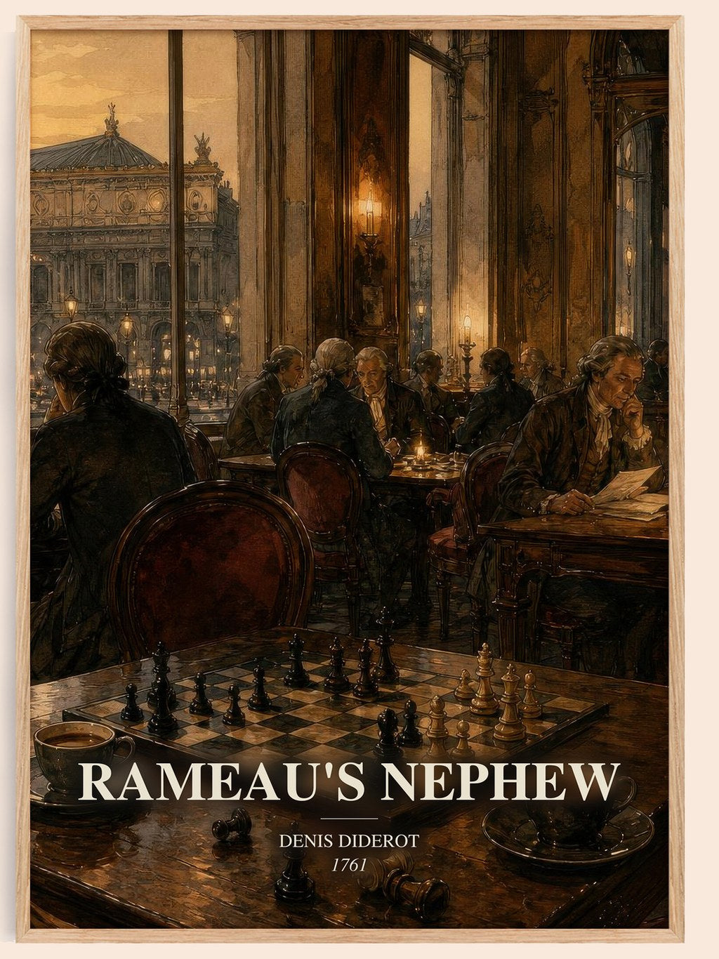 Rameau's Nephew watercolour book poster by Denis Diderot – framed literary art print