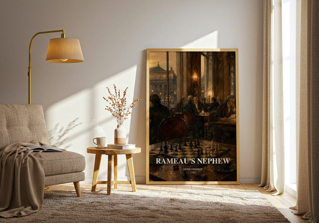 Rameau's Nephew watercolour print in frame leaning in hallway – philosophy wall art