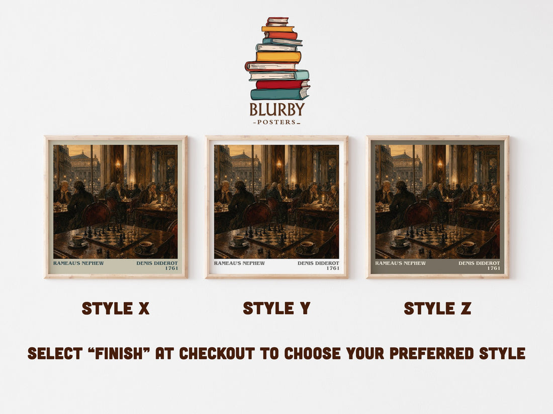 Rameau's Nephew literary print in frame leaning in hallway – philosophy wall art (mockup)