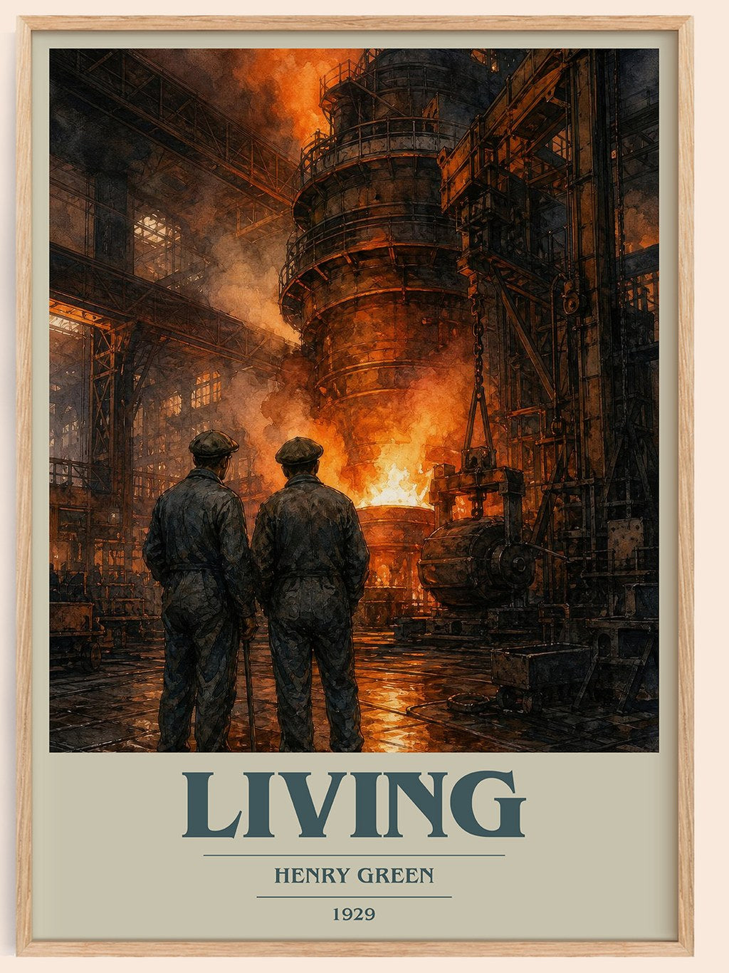 Living book cover book poster by Henry Green – framed literary art print