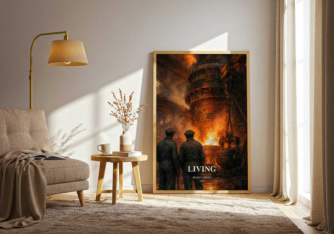 Living watercolour print in frame leaning in hallway – literary fiction wall art