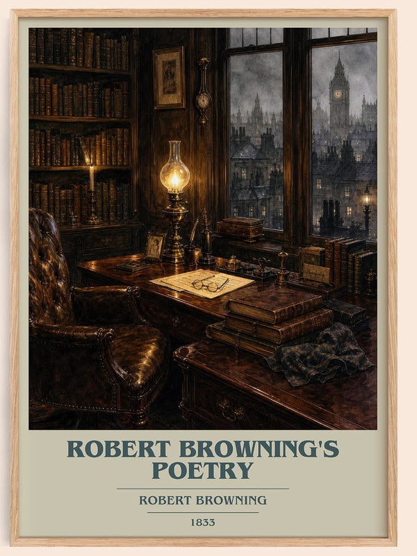 Robert Browning's Poetry book cover book poster by Robert Browning – framed literary art print