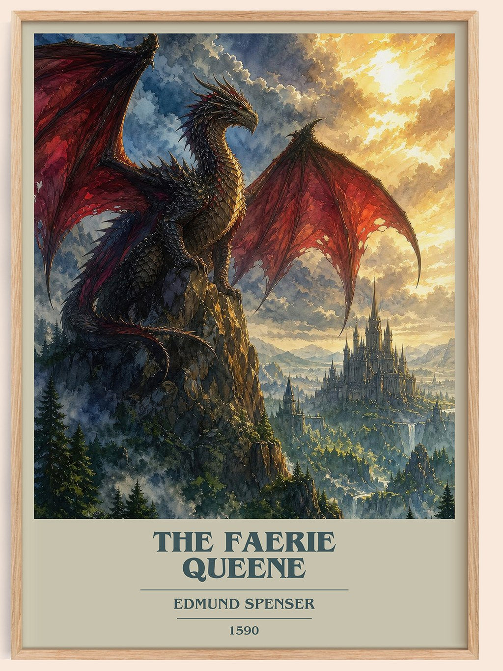 The Faerie Queene book cover book poster by Edmund Spenser – framed literary art print