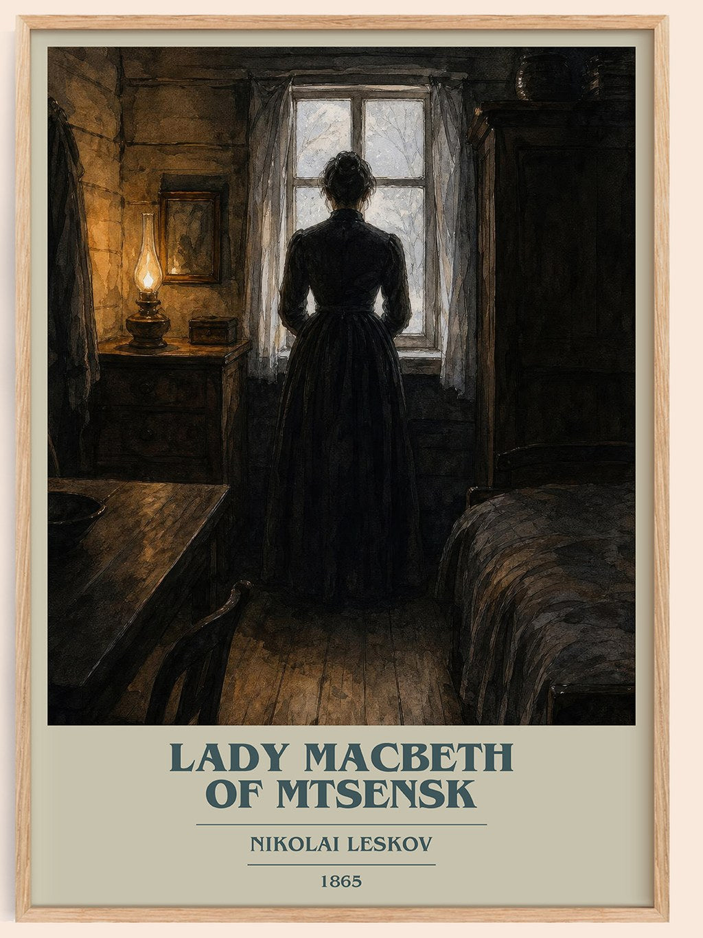 Lady Macbeth Of Mtsensk book cover book poster by Nikolai Leskov – framed literary art print