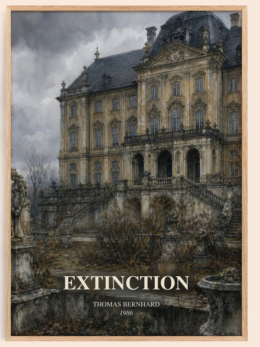 Extinction watercolour book poster by Thomas Bernhard – framed literary art print