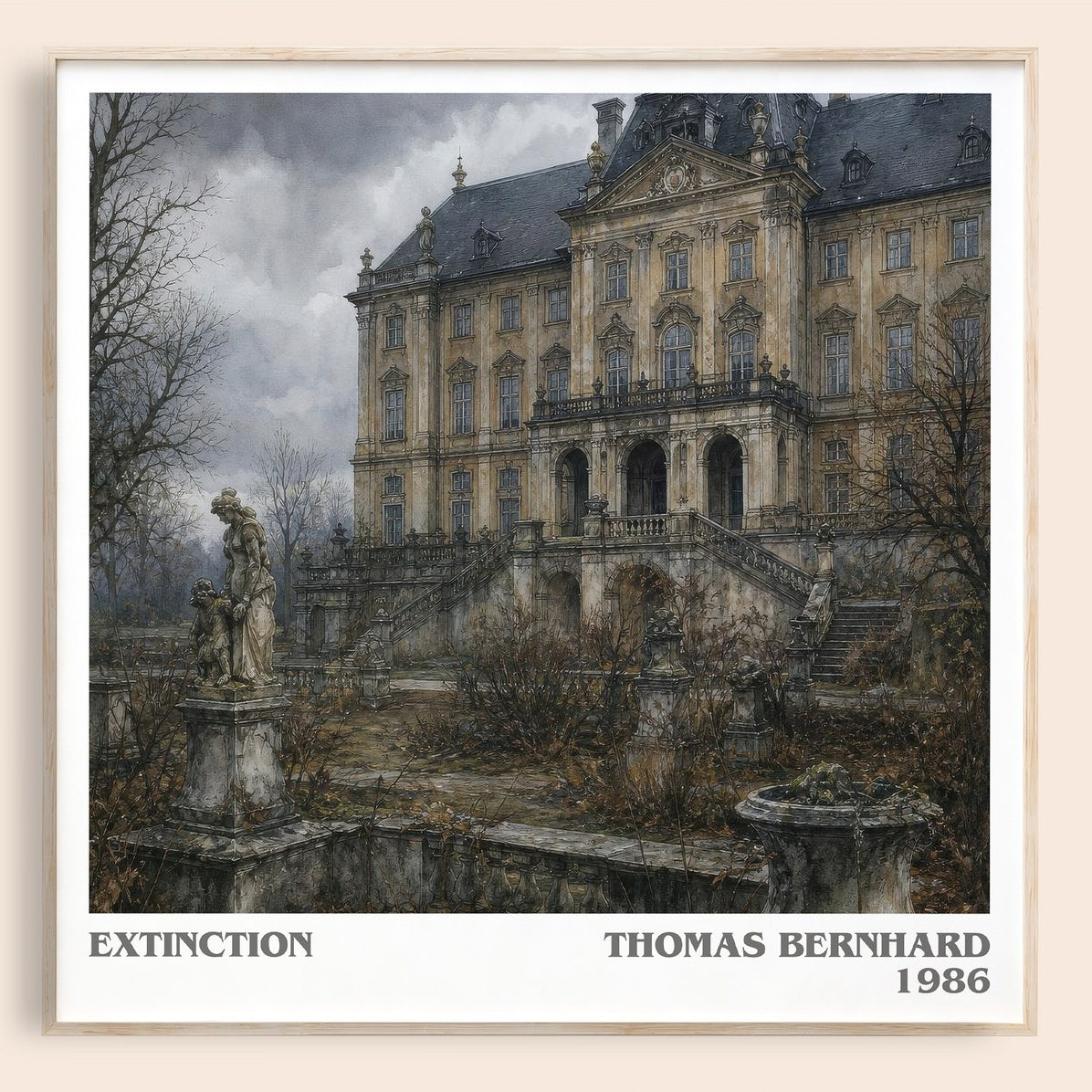 Extinction literary book poster by Thomas Bernhard – framed literary art print