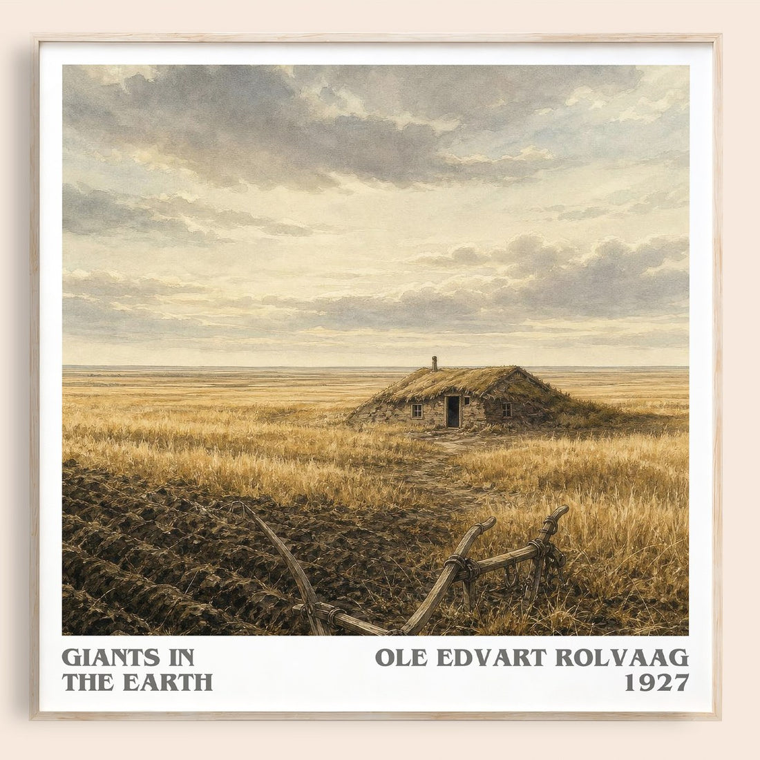 Giants in the Earth literary book poster by Ole Edvart Rolvaag – framed literary art print