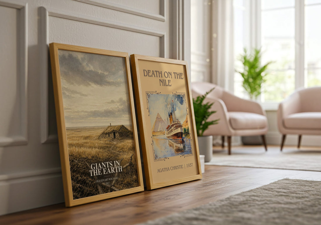 Giants in the Earth watercolour print framed by window – literary home decor