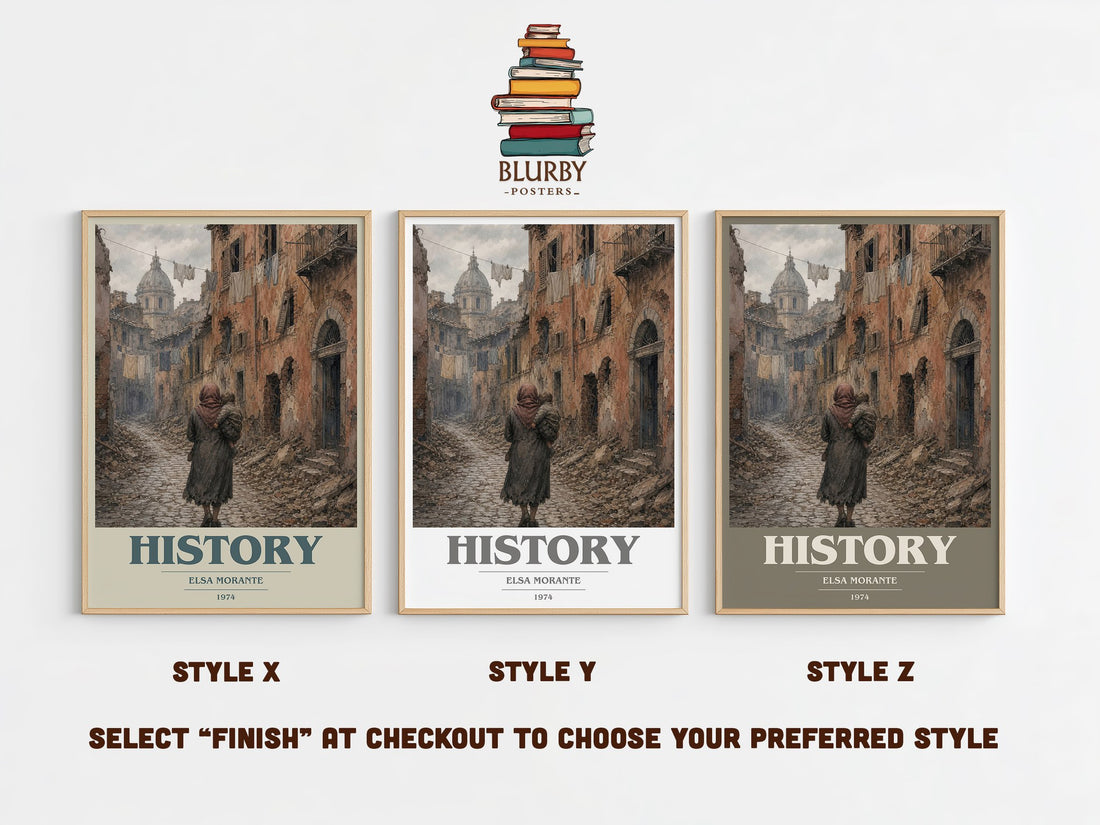 History book cover print in frame leaning in hallway – historical fiction wall art (mockup)