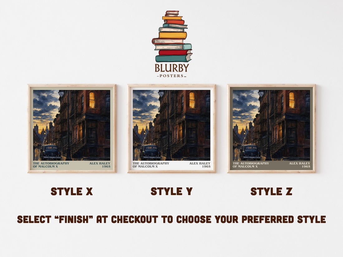 The Autobiography of Malcolm X literary print in frame leaning in hallway – memoir wall art (mockup)