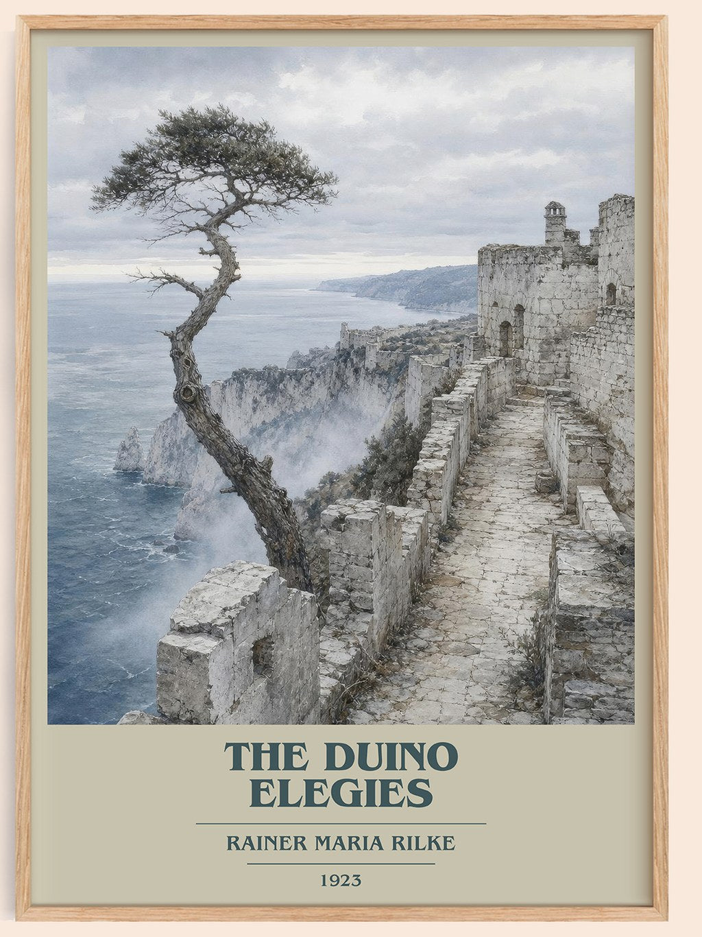 The Duino Elegies book cover book poster by Rainer Maria Rilke – framed literary art print