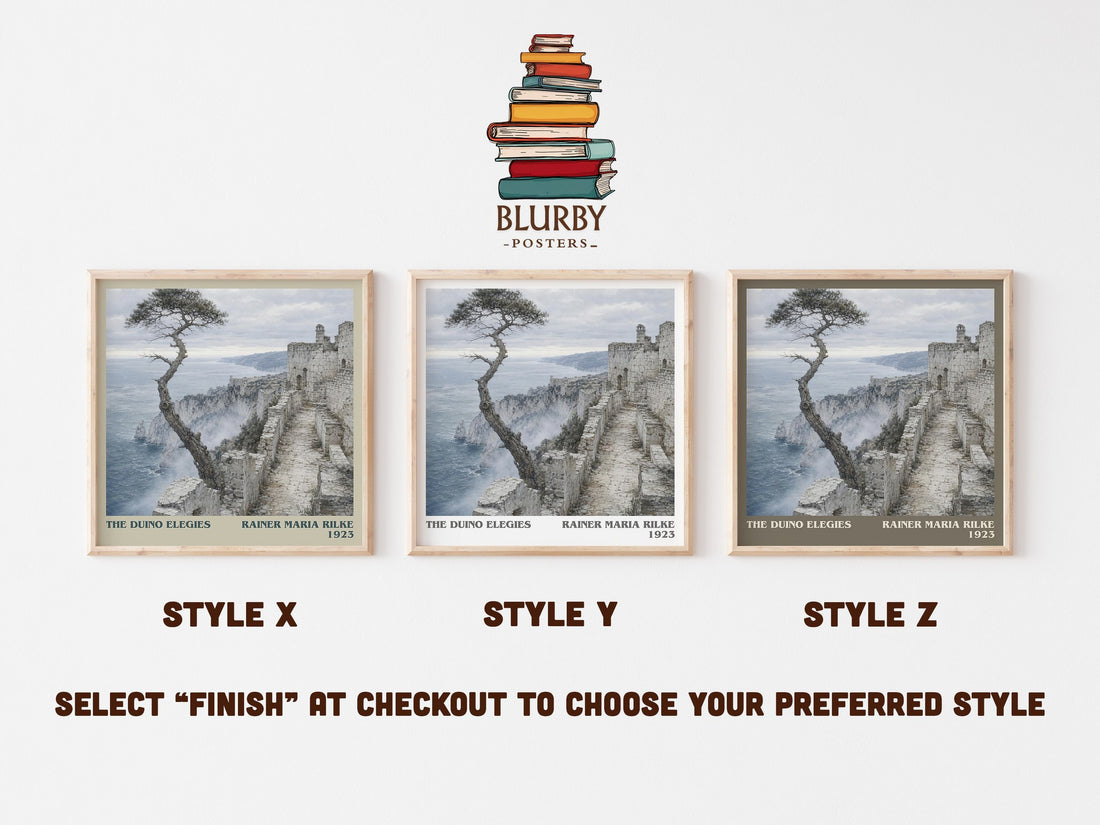 The Duino Elegies literary print in frame leaning in hallway – poetry wall art (mockup)