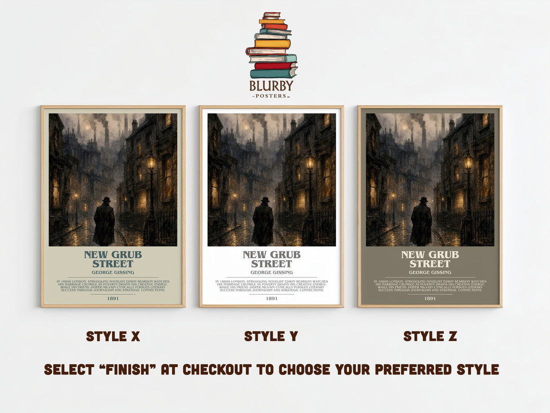 New Grub Street bookish print framed by window – literary home decor