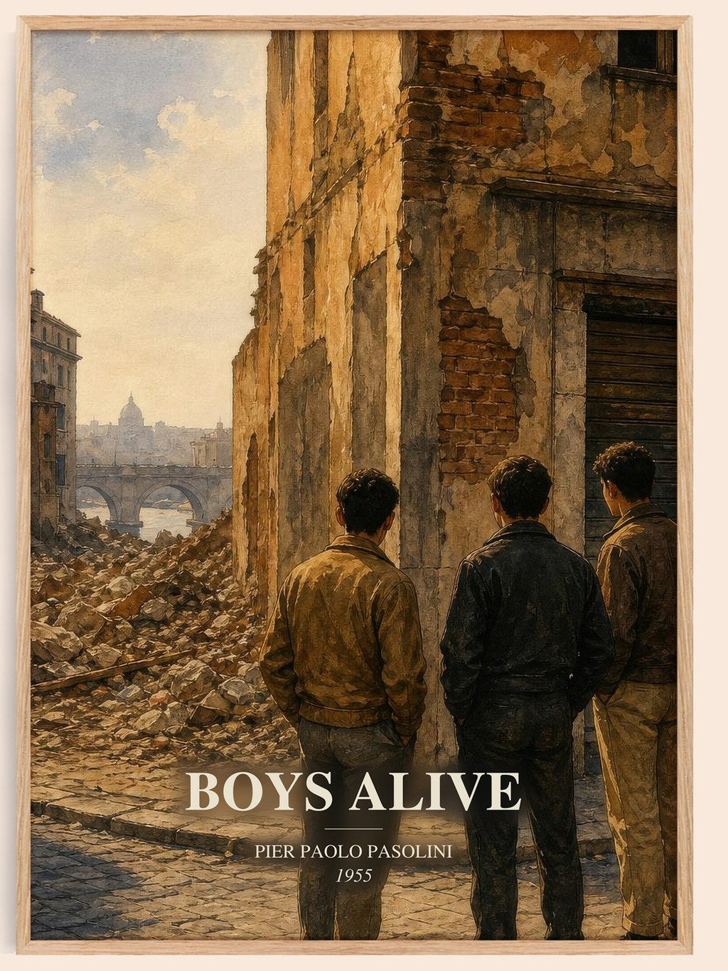 Boys Alive watercolour book poster by Pier Paolo Pasolini – framed literary art print