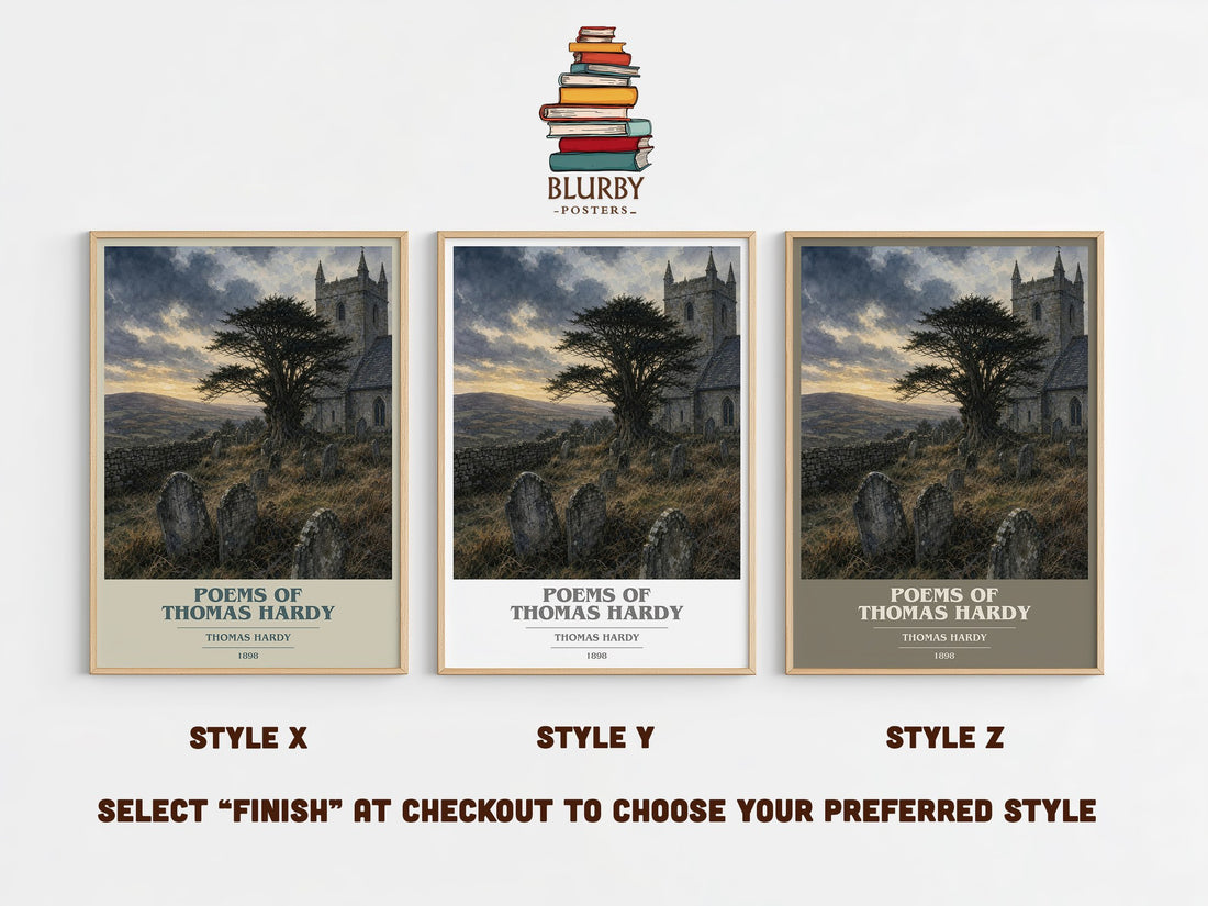 Poems Of Thomas Hardy book cover print in frame leaning in hallway – poetry wall art (mockup)