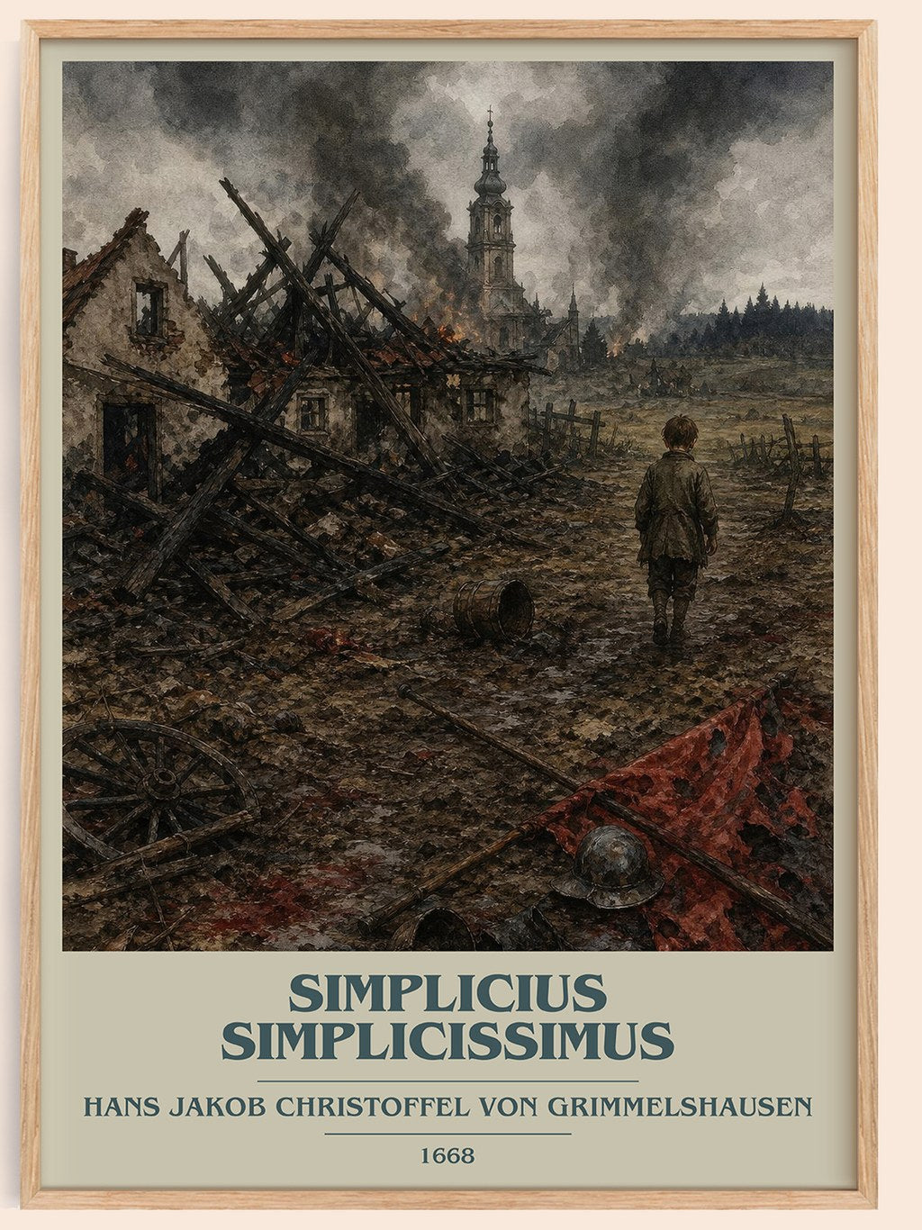 Simplicius Simplicissimus book cover book poster by Hans Jakob Christoffel von Grimmelshausen – framed literary art print