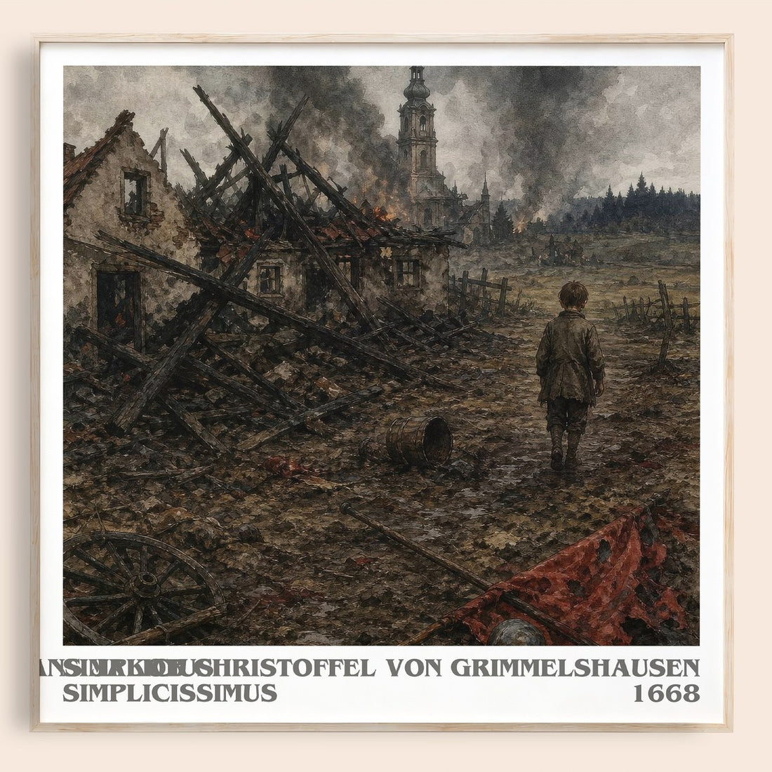 Simplicius Simplicissimus literary book poster by Hans Jakob Christoffel von Grimmelshausen – framed literary art print