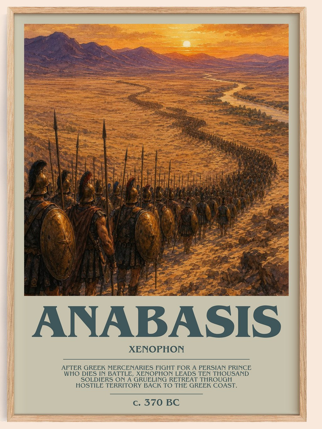 Anabasis bookish book poster by Xenophon – framed literary art print