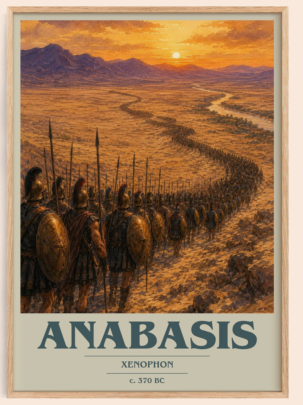 Anabasis book cover book poster by Xenophon – framed literary art print