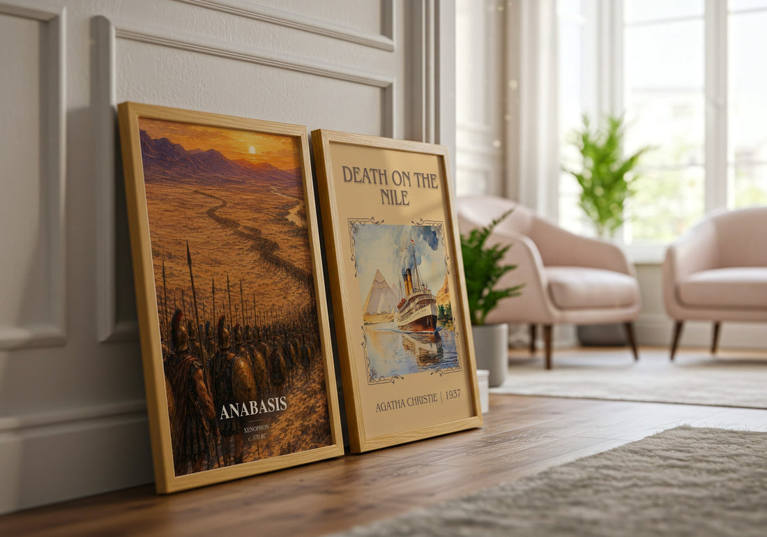 Anabasis watercolour print framed by window – literary home decor