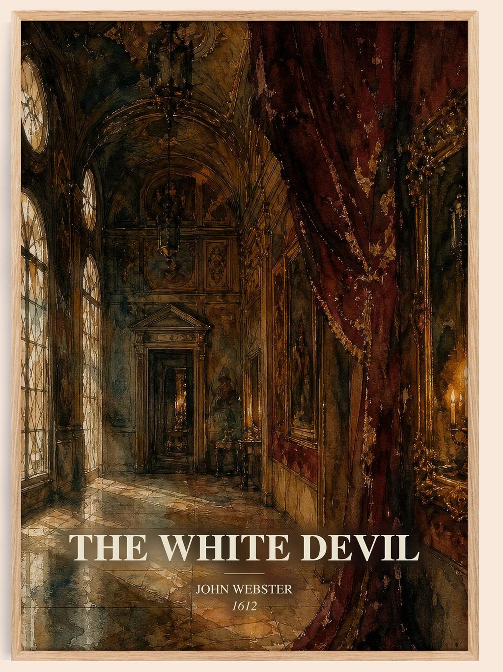 The White Devil watercolour book poster by John Webster – framed literary art print