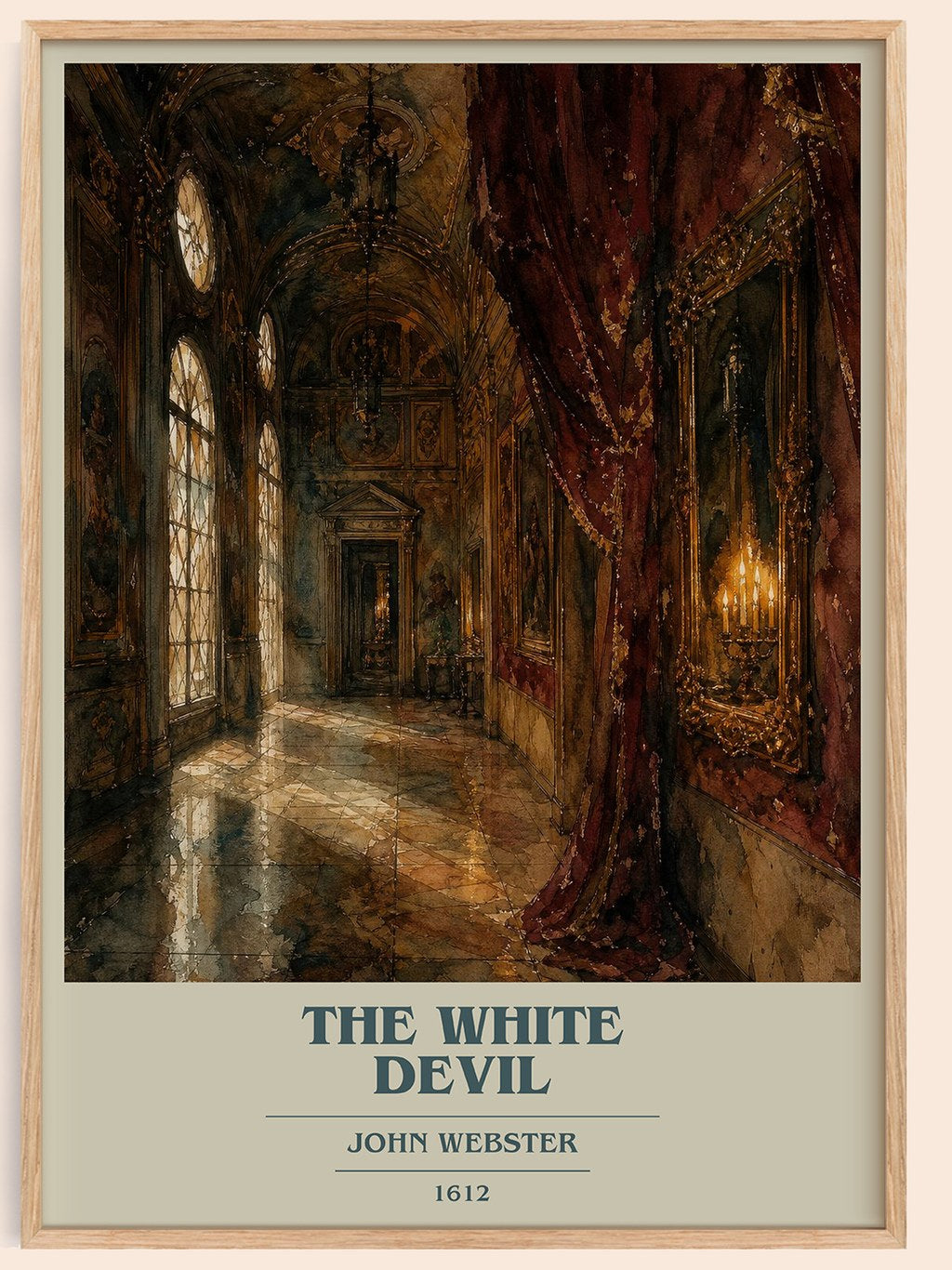 The White Devil book cover book poster by John Webster – framed literary art print