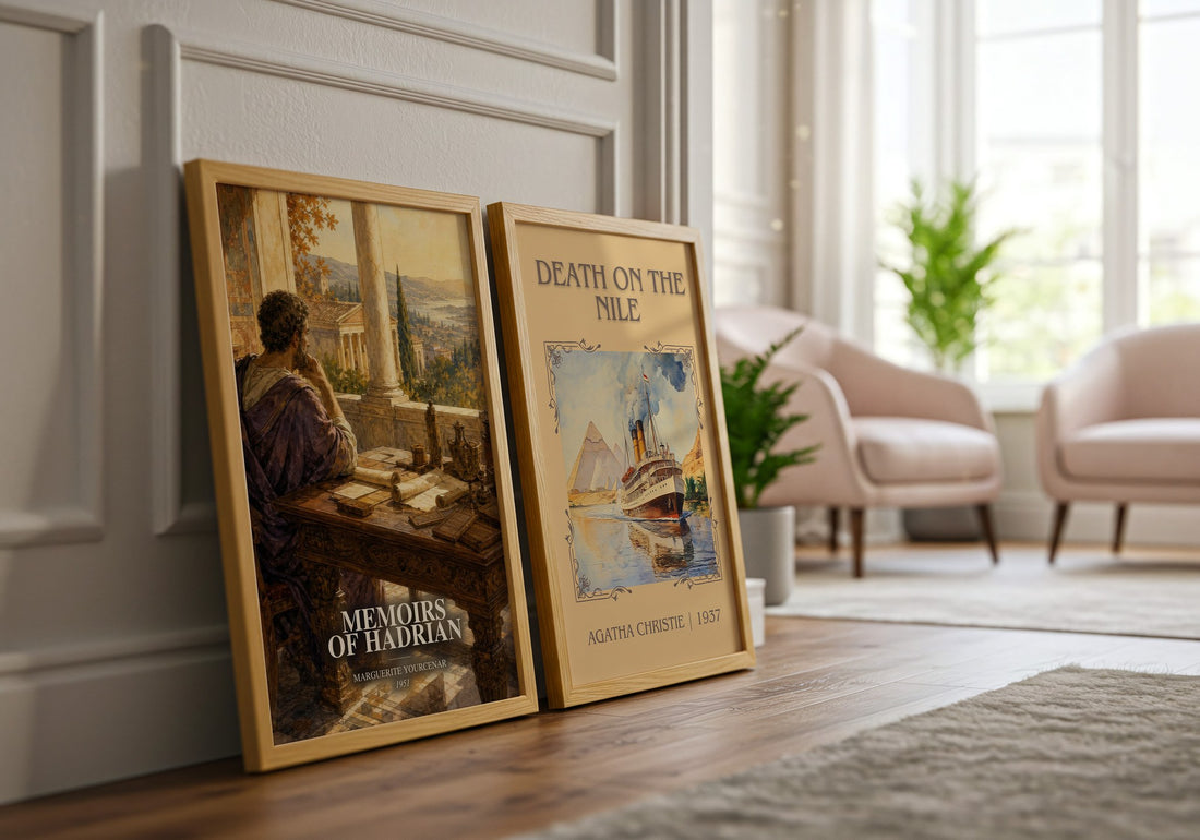 Memoirs of Hadrian watercolour print framed by window – literary home decor