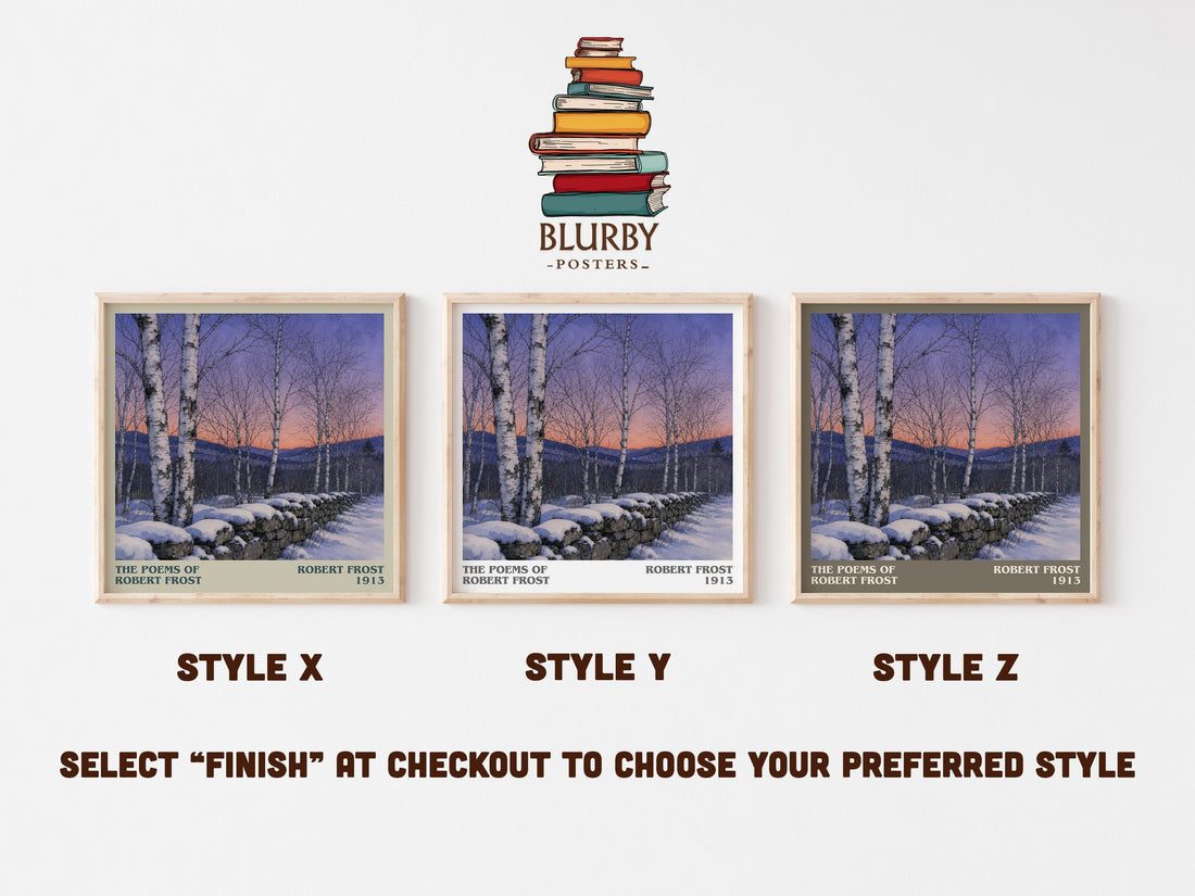 The Poems of Robert Frost literary print in frame leaning in hallway – poetry wall art (mockup)